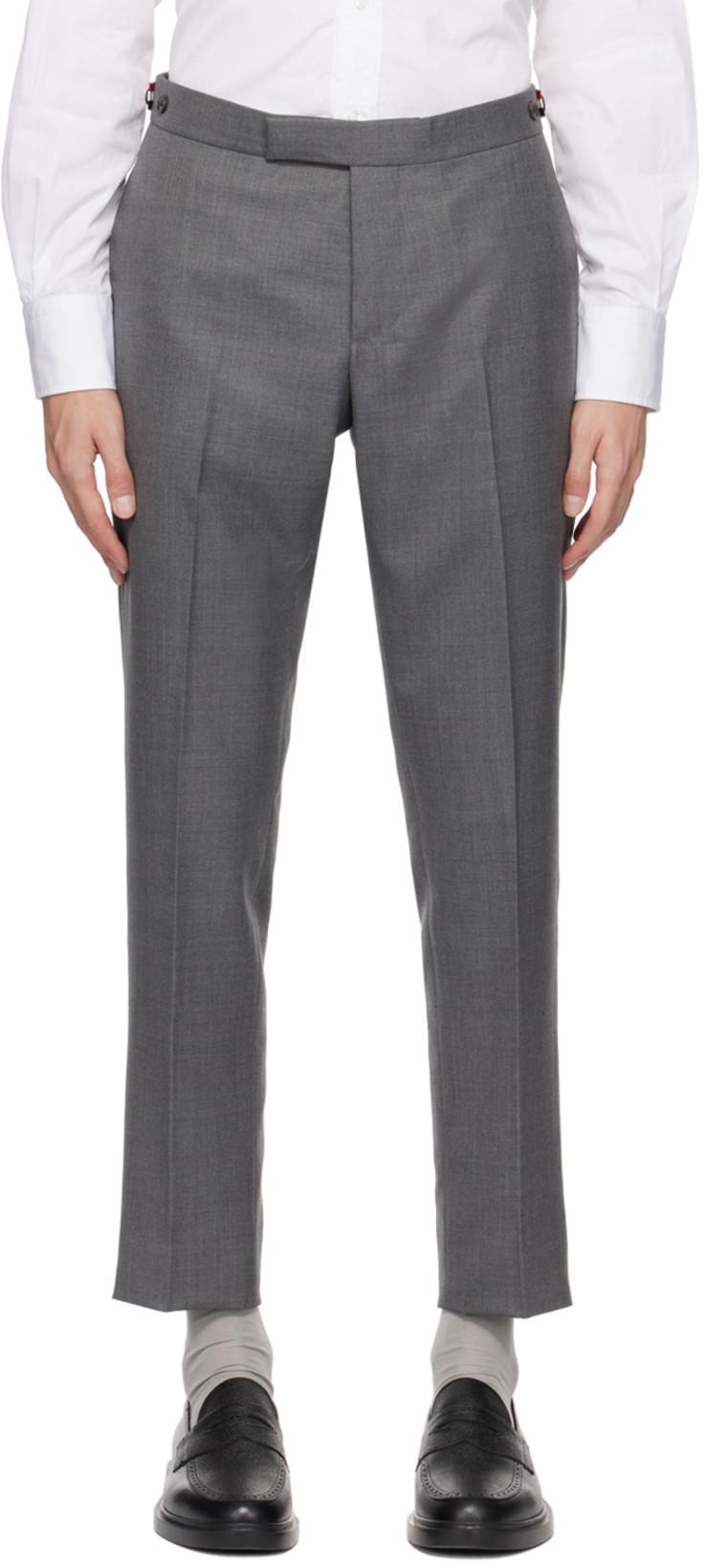 Gray Low-Rise Trousers by THOM BROWNE