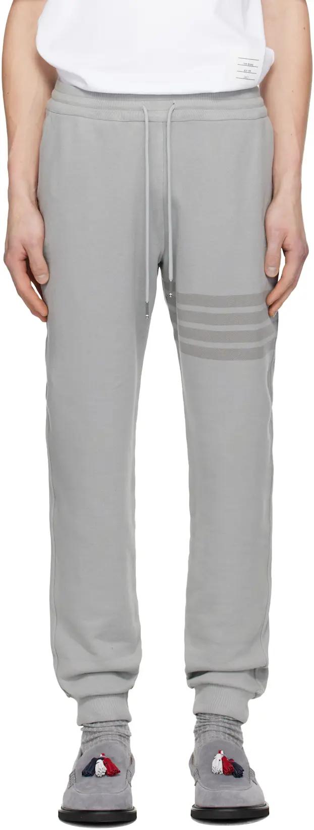 Gray Overdyed Solid Loopback 4 Bar Sweatpants by THOM BROWNE