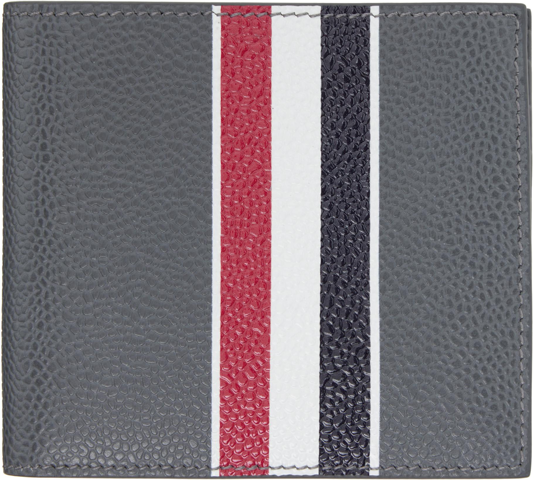 Gray RWB Stripe Billfold Wallet by THOM BROWNE
