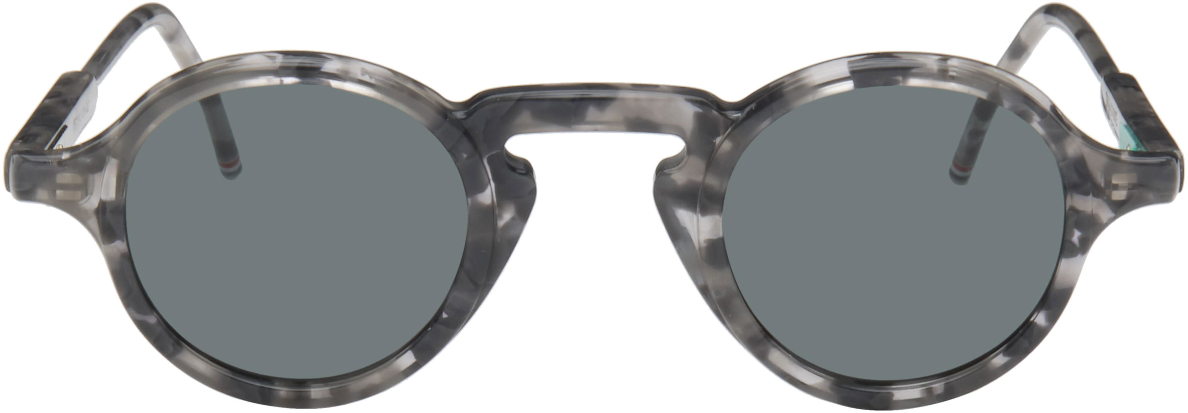 Gray Round Sunglasses by THOM BROWNE