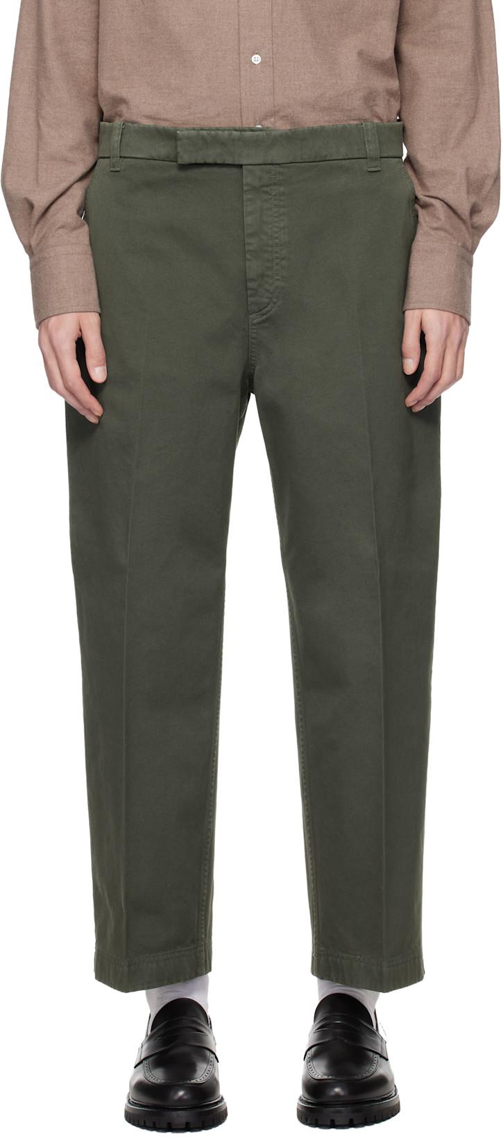 Green Cotton Twill Utility Trousers by THOM BROWNE