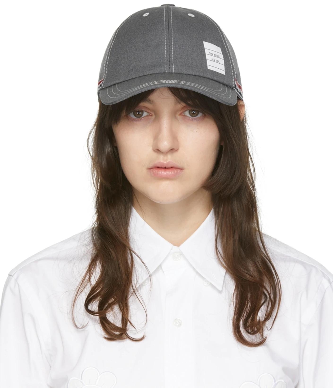 Grey 6-Panel Baseball Cap by THOM BROWNE