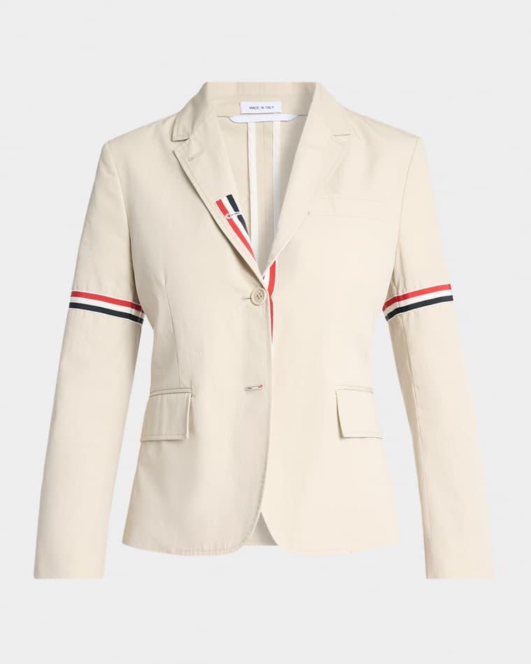 Grosgrain Arm-Band Single-Breasted Cotton Sport Coat by THOM BROWNE