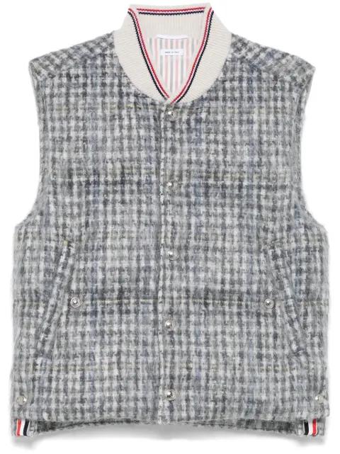 Gunclub check hairy mohair down filled vest by THOM BROWNE