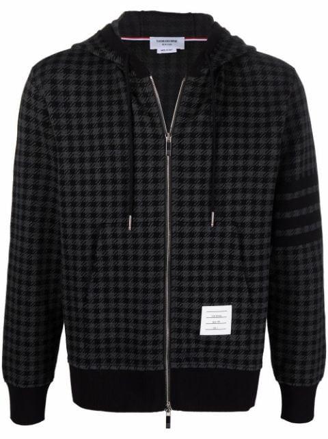 Gunclub check jacquard zip-up hoodie by THOM BROWNE