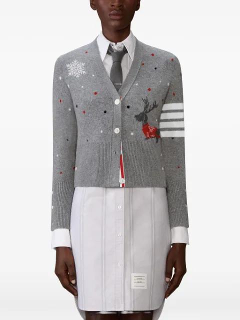 Hector Reindeer intarsia cardigan by THOM BROWNE