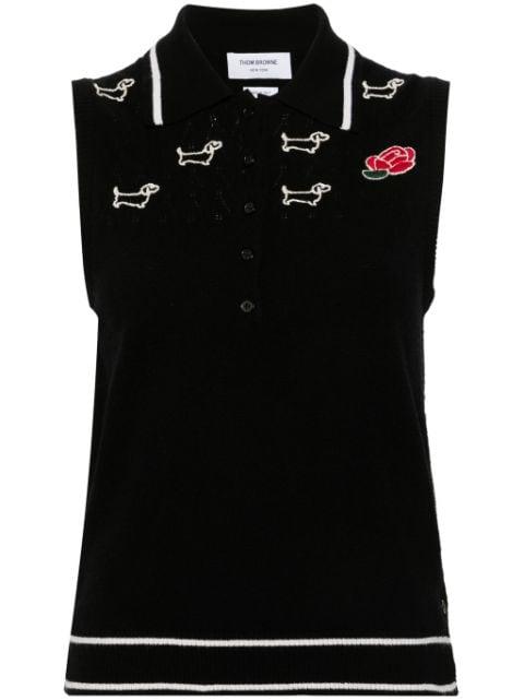 Hector-embroidered virgin wool top by THOM BROWNE
