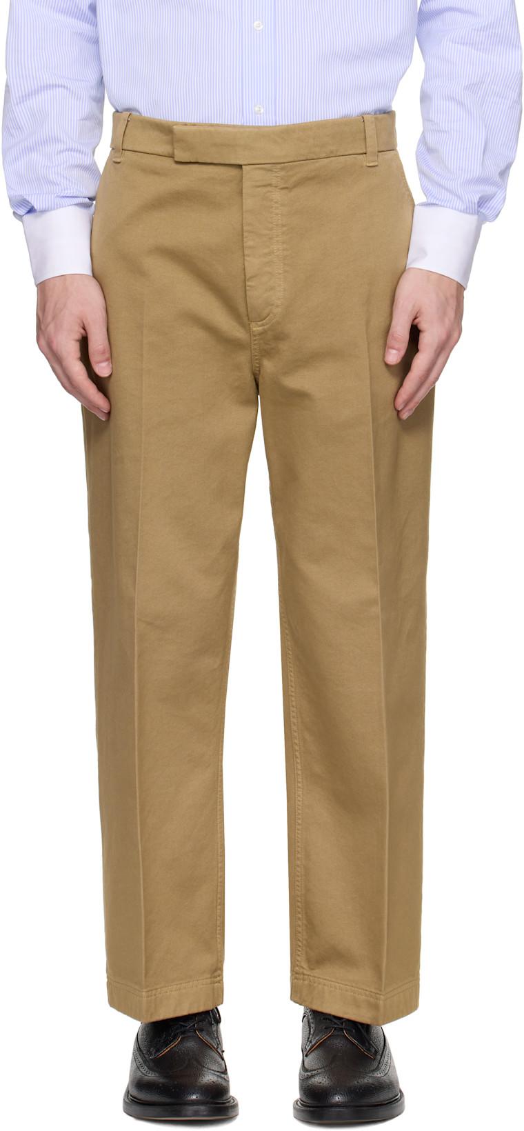 Khaki Cotton Twill Utility Trousers by THOM BROWNE
