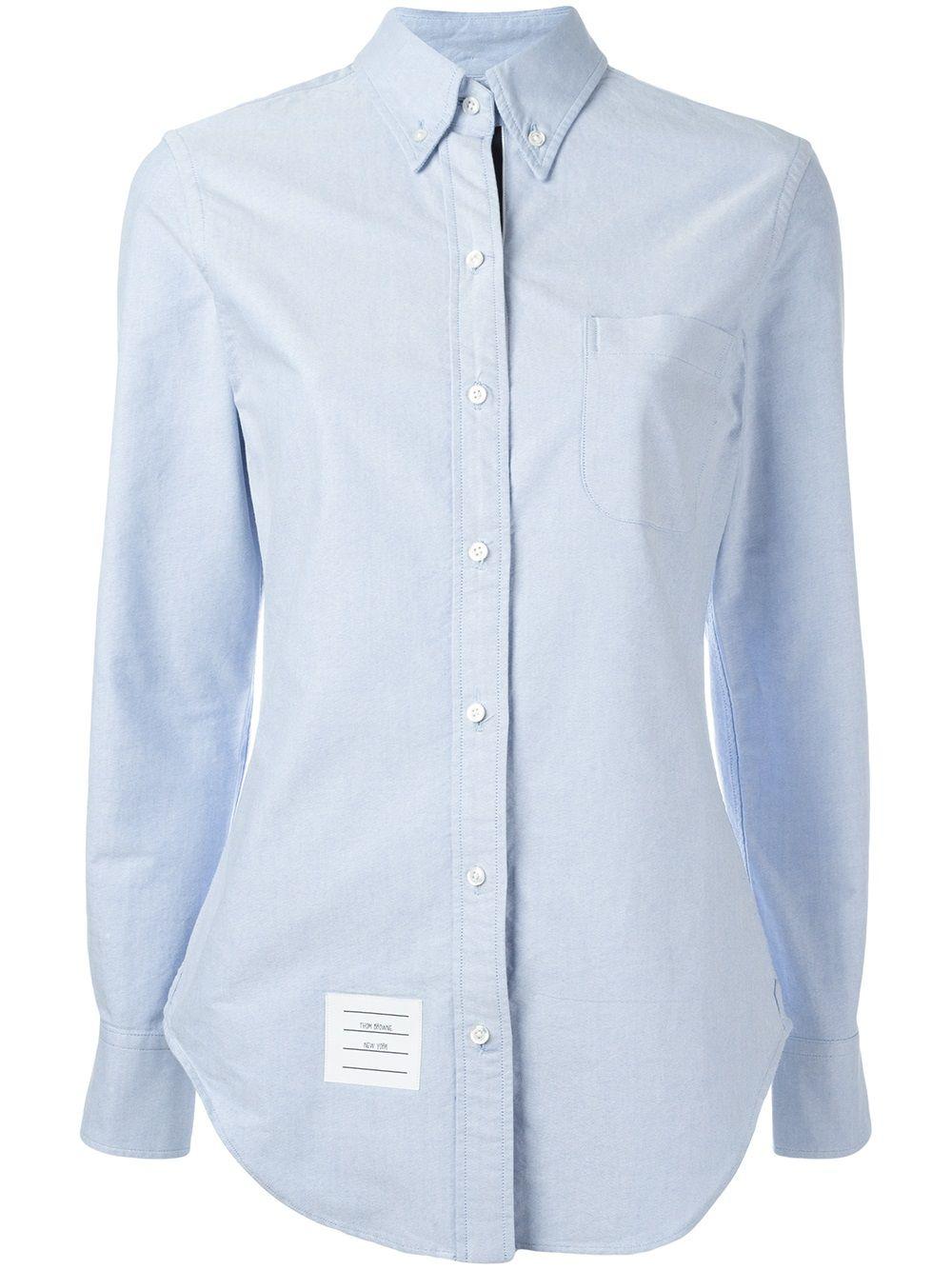 Long Sleeve Shirt Grosgrain Placket In Blue Oxford by THOM BROWNE