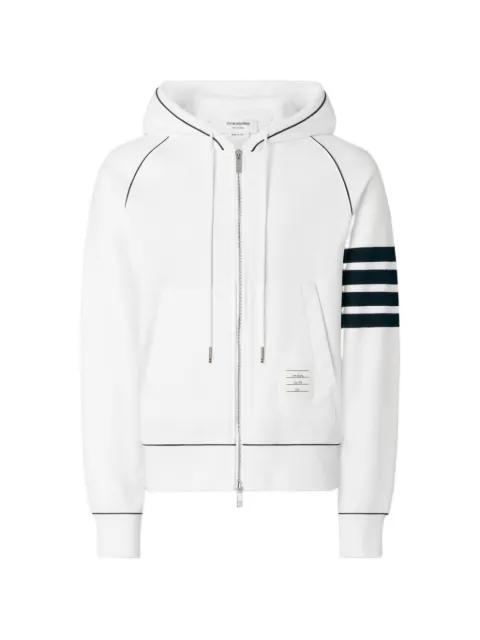 Loopback stripe-detail hoodie by THOM BROWNE