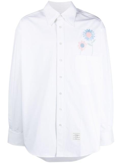 Madras Flower Patch-embroidered cotton shirt by THOM BROWNE