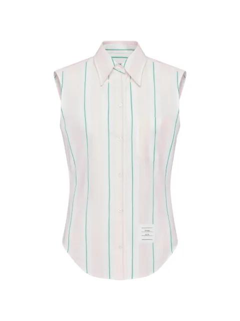Madras cotton striped sleeveless shirt by THOM BROWNE