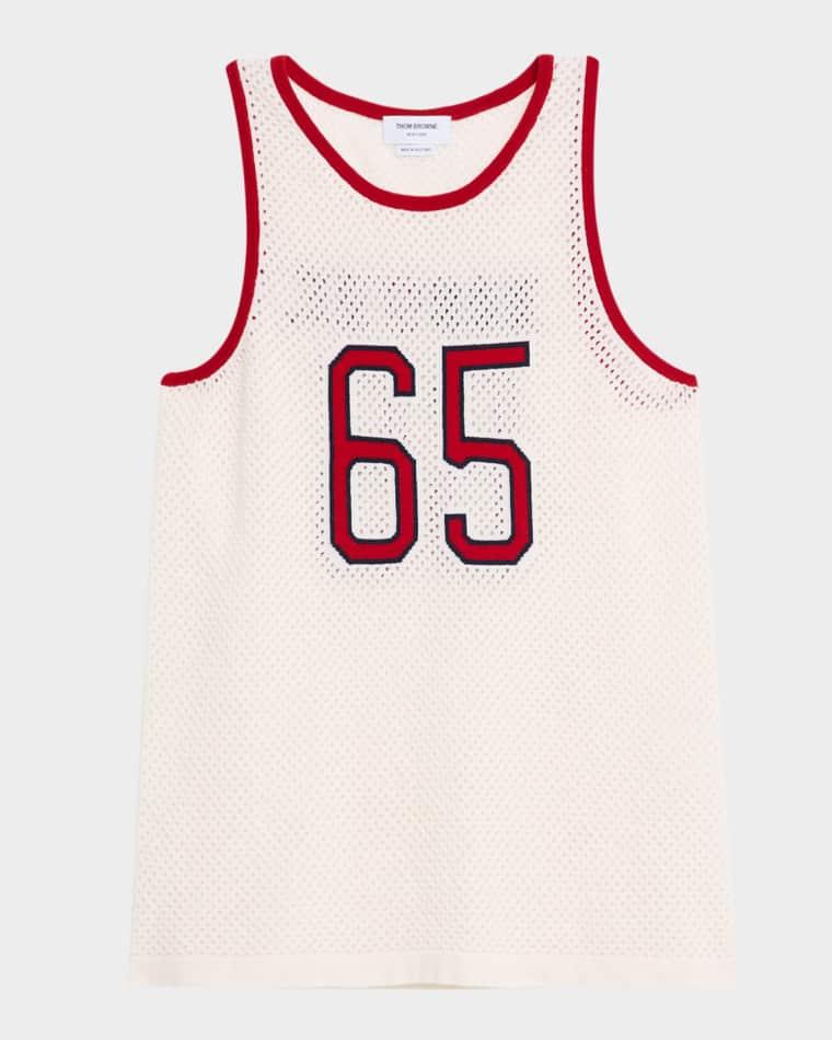 Men's Cashmere Mesh Basketball Jersey by THOM BROWNE Men's Cashmere Mesh Basketball Jersey by THOM BROWNE