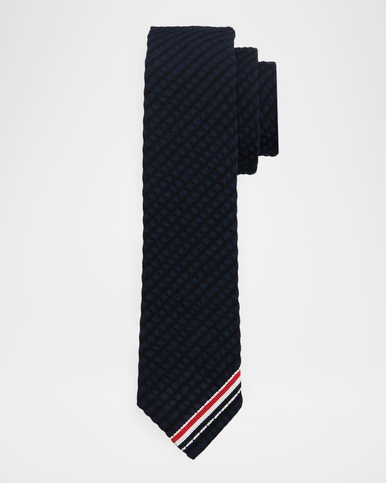 Men's Grosgrain-Trim Classic Wool Tie by THOM BROWNE
