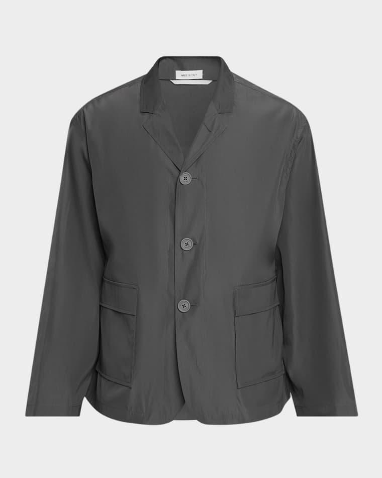 Men's Packable Logo-Print Shirt Jacket by THOM BROWNE
