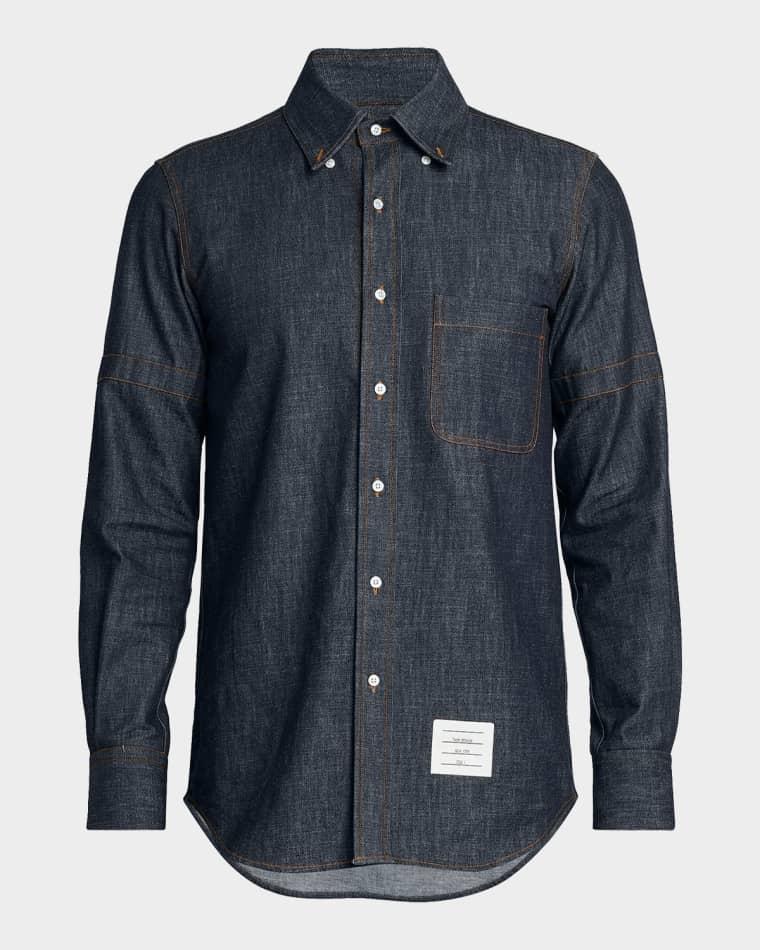 Men's Selvedge Denim Button-Down Shirt by THOM BROWNE