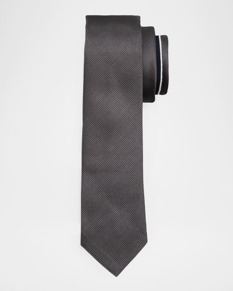 Men's Signature Grosgrain-Trim Silk Tie by THOM BROWNE