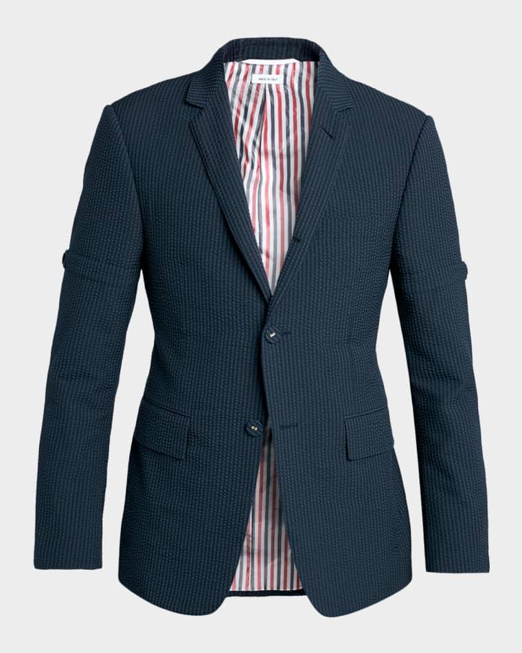 Men's Wool Seersucker Single-Breasted Sport Coat by THOM BROWNE