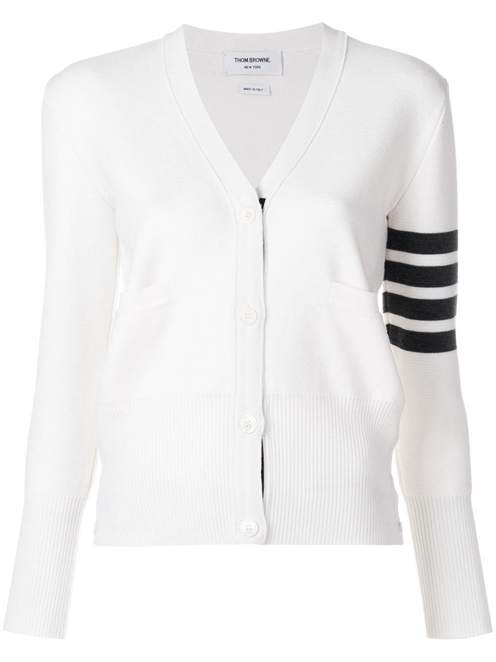 Milano Stitch V-Neck Merino Cardigan by THOM BROWNE