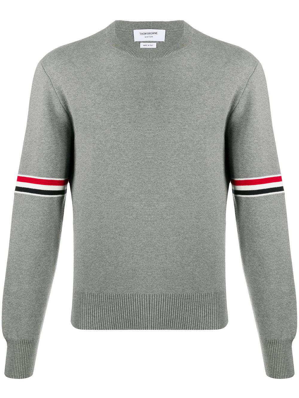 Milano stitch RWB arm stripe pullover by THOM BROWNE