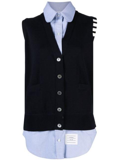 Milano stitch shirt vest combo by THOM BROWNE