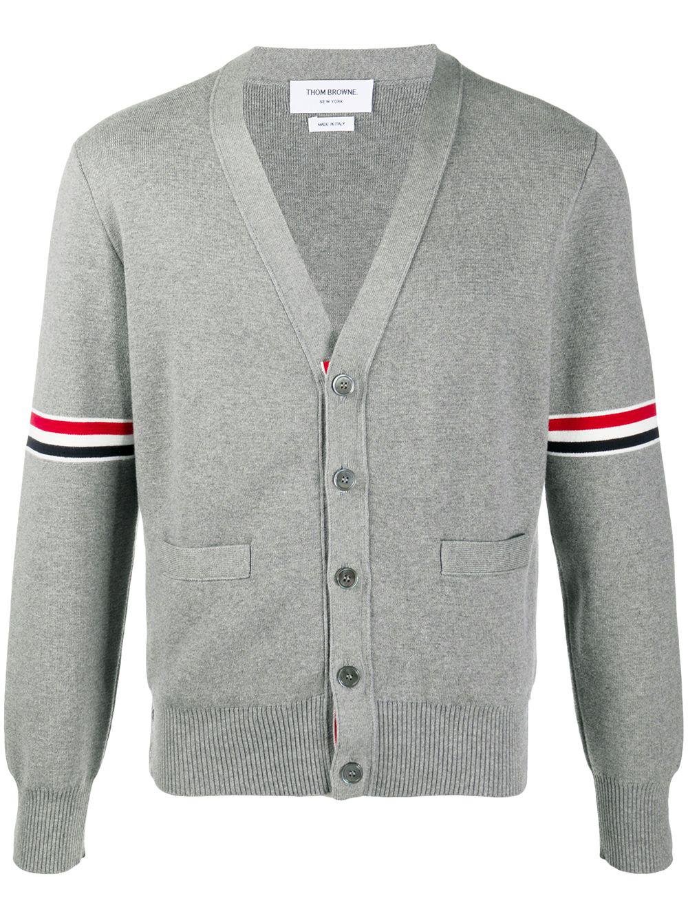 Milano stitch stripe armband cardigan by THOM BROWNE