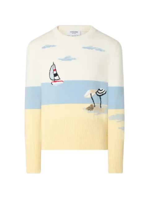 Nantucket scenic-intarsia sweater by THOM BROWNE