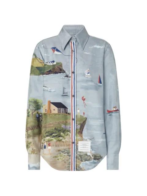Nantucket scenic-print silk shirt by THOM BROWNE