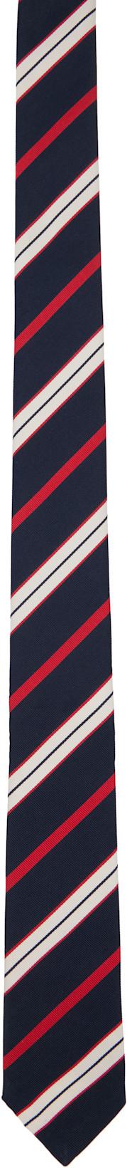 Navy Rep Stripe Classic Tie by THOM BROWNE