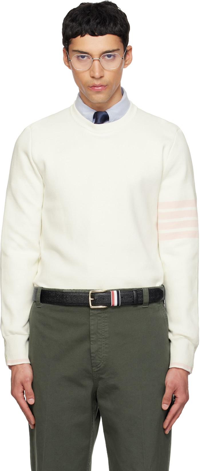 Off-White Milano Stitch 4-Bar Sweatshirt by THOM BROWNE
