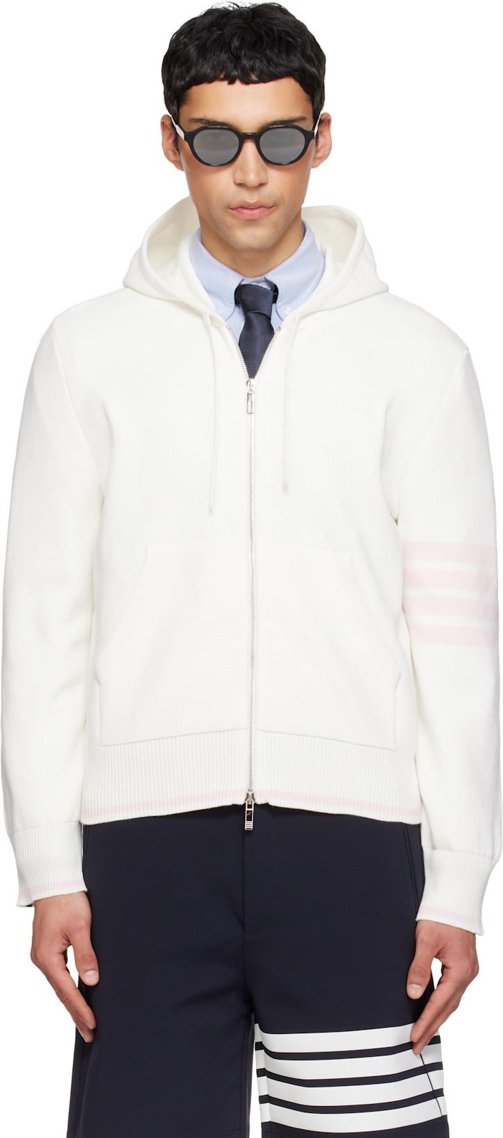 Off-White Milano Stitch Zip Hoodie by THOM BROWNE