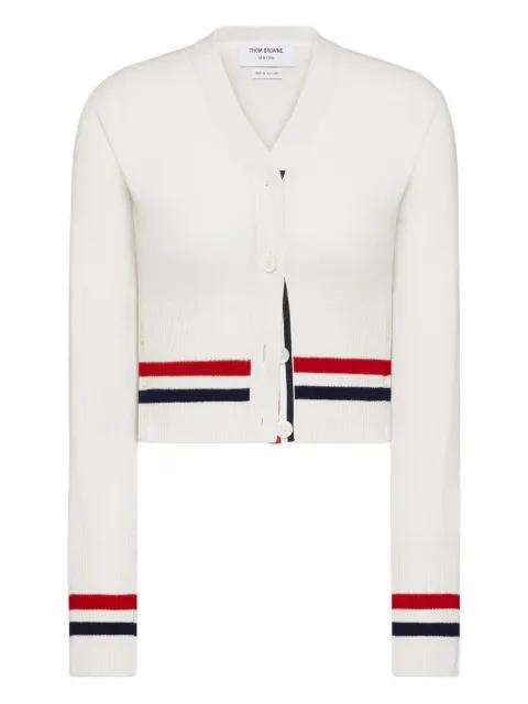 RWB-stripe cashmere cardigan by THOM BROWNE