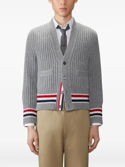 RWB-stripe cashmere cardigan by THOM BROWNE