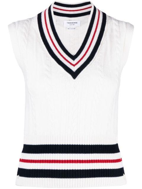 RWB-stripe cashmere top by THOM BROWNE