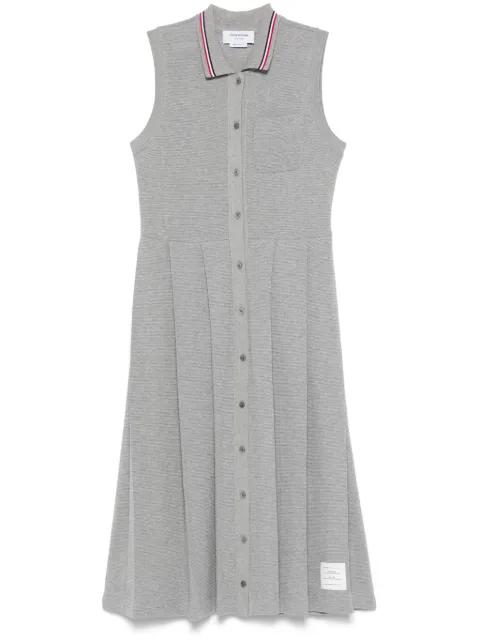 RWB-stripe pleated midi dress by THOM BROWNE