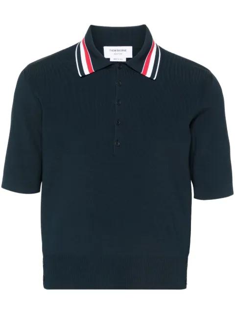 RWB-stripe polo shirt by THOM BROWNE