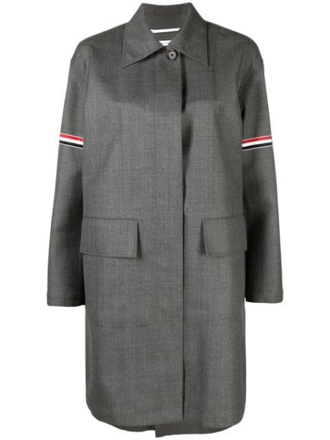 RWB-stripe twill coat by THOM BROWNE