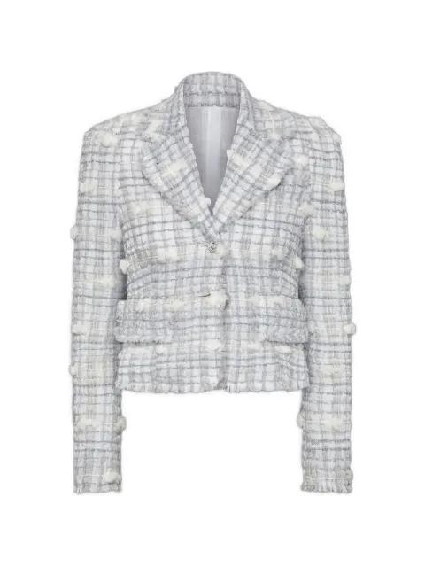 Repp stripe tweed pouf tweed cropped jacket by THOM BROWNE
