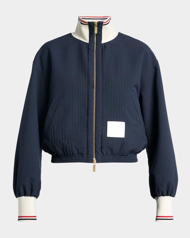 Seersucker Drawstring Track Jacket by THOM BROWNE