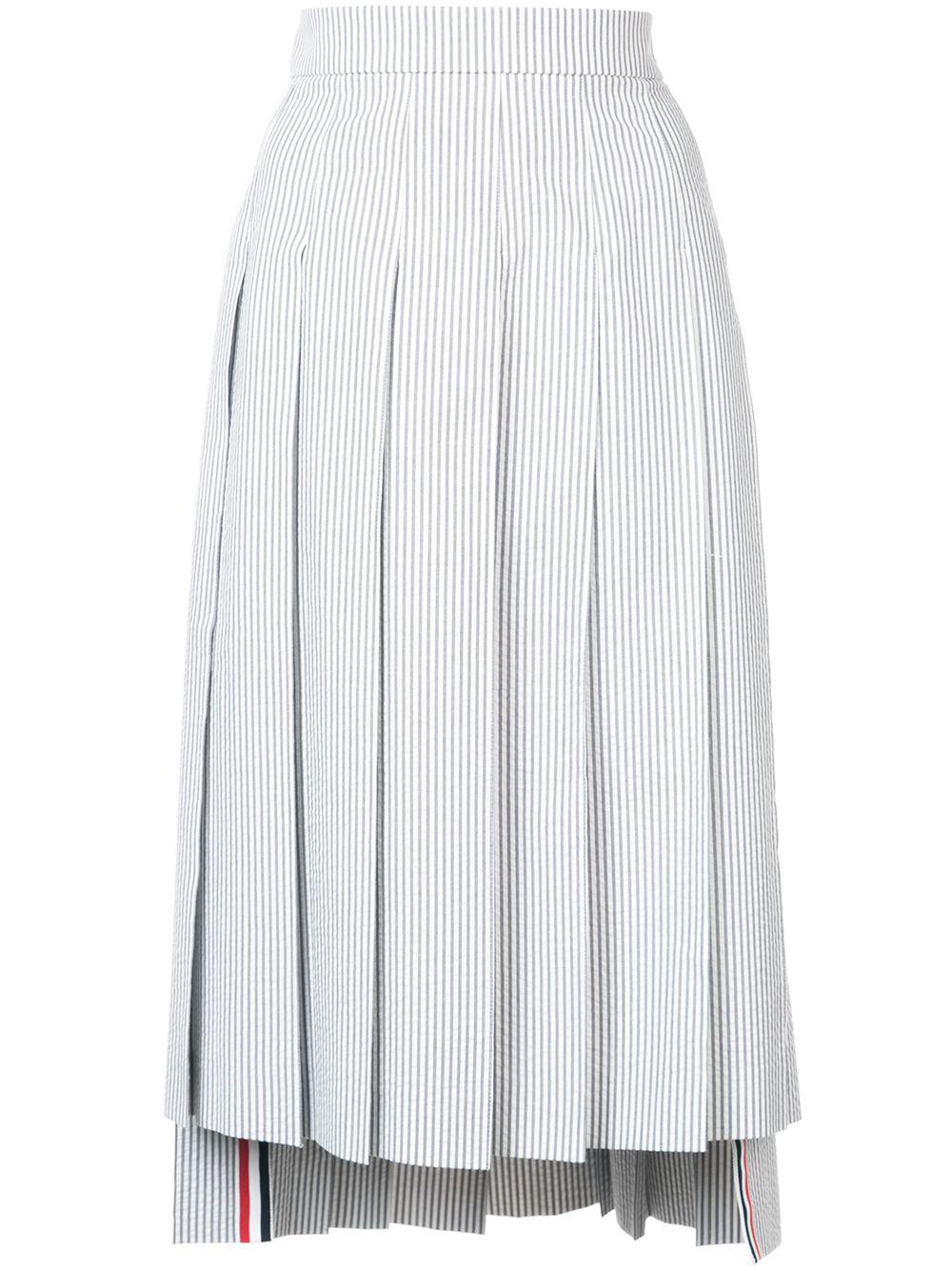 Seersucker Pleated Skirt by THOM BROWNE