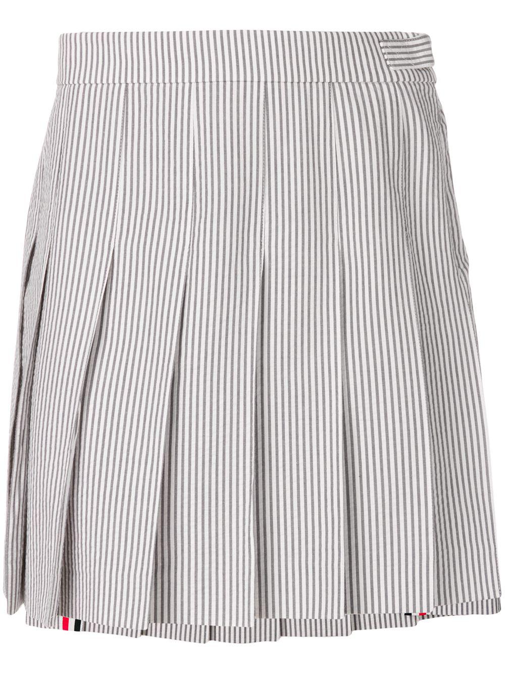 Seersucker pleated mini skirt by THOM BROWNE