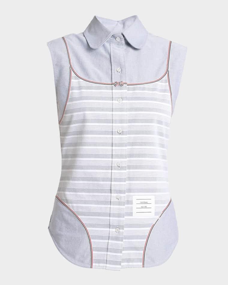 Sleeveless Swimsuit Trompe L'oeil Button-Down Shirt by THOM BROWNE