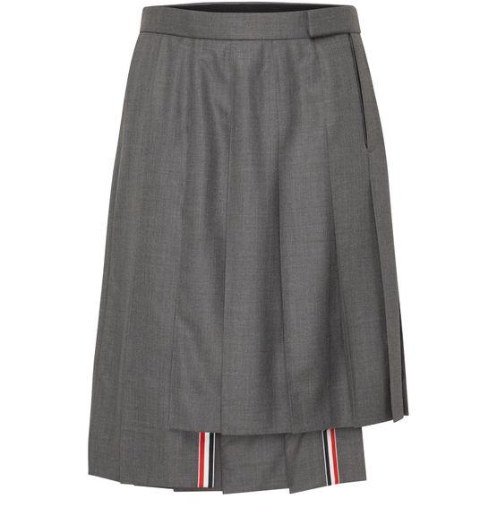Sper 120's twill pleated skirt by THOM BROWNE