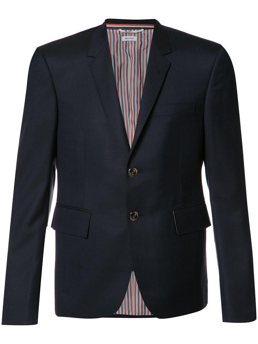 Super 120s single-breasted wool blazer by THOM BROWNE