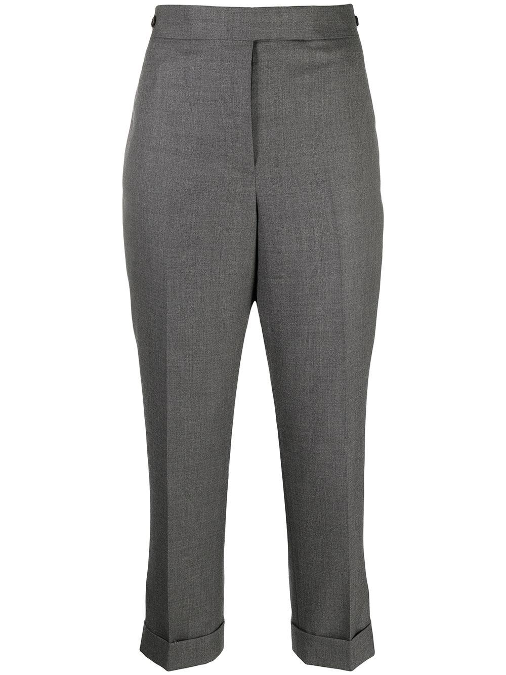 Super 120's twill low rise trousers by THOM BROWNE