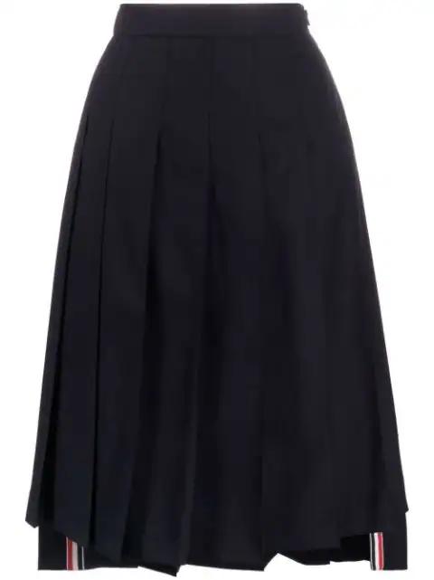 Super 120s twill pleated skirt by THOM BROWNE