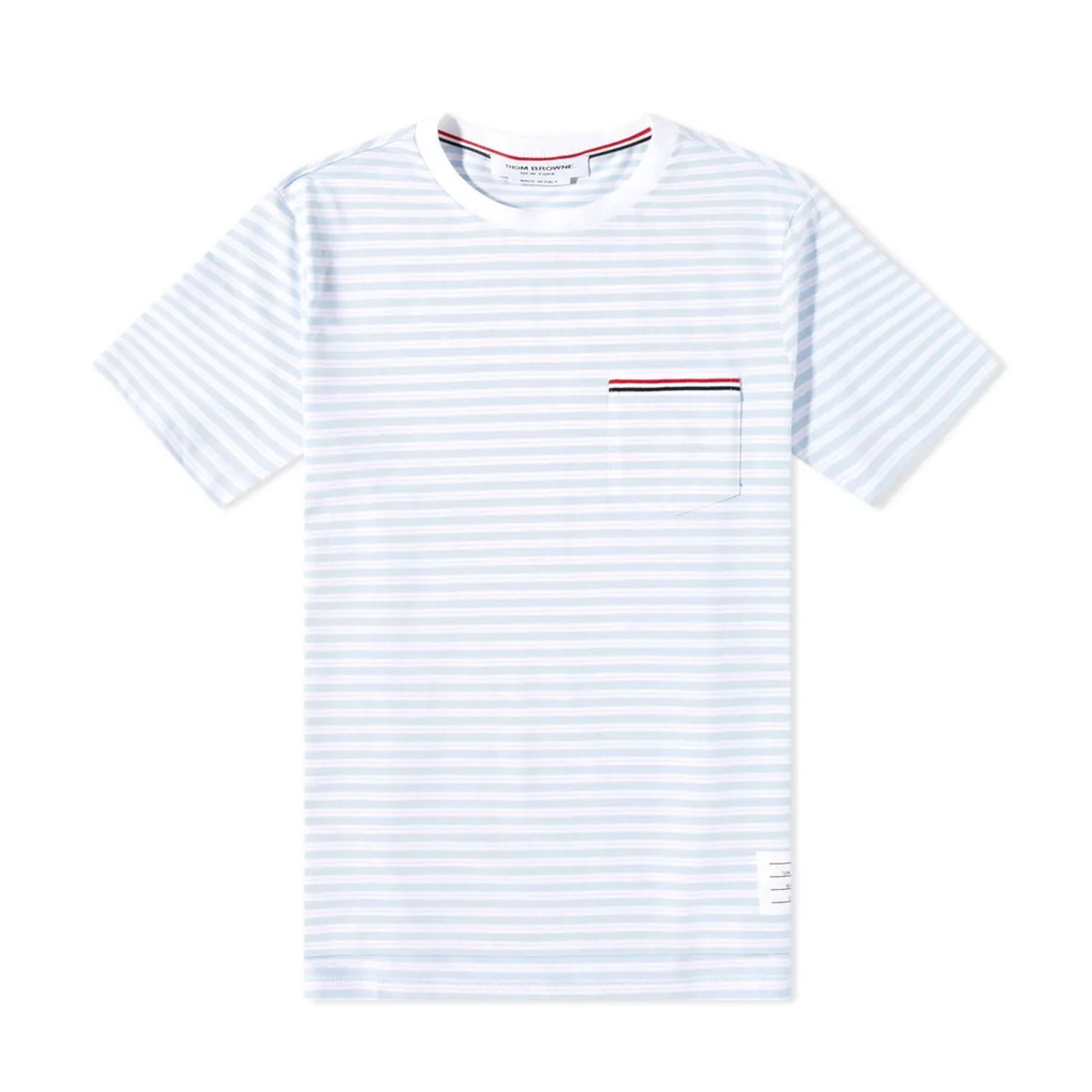 THOM BROWNE - Short Sleeve Pocket Tee - (Light Blue) by THOM BROWNE