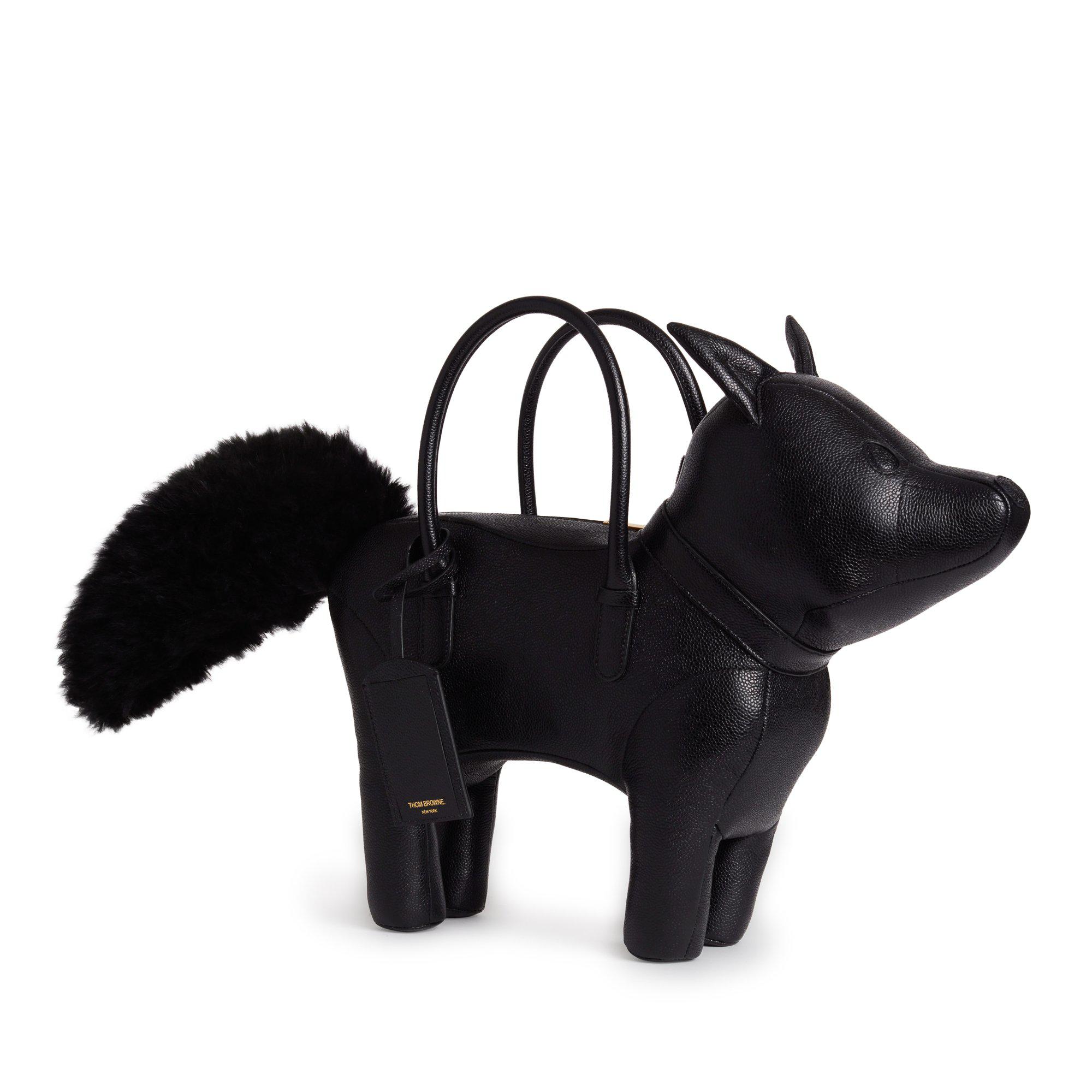 Thom Browne Fox Bag In Pebble Leather (Black) by THOM BROWNE