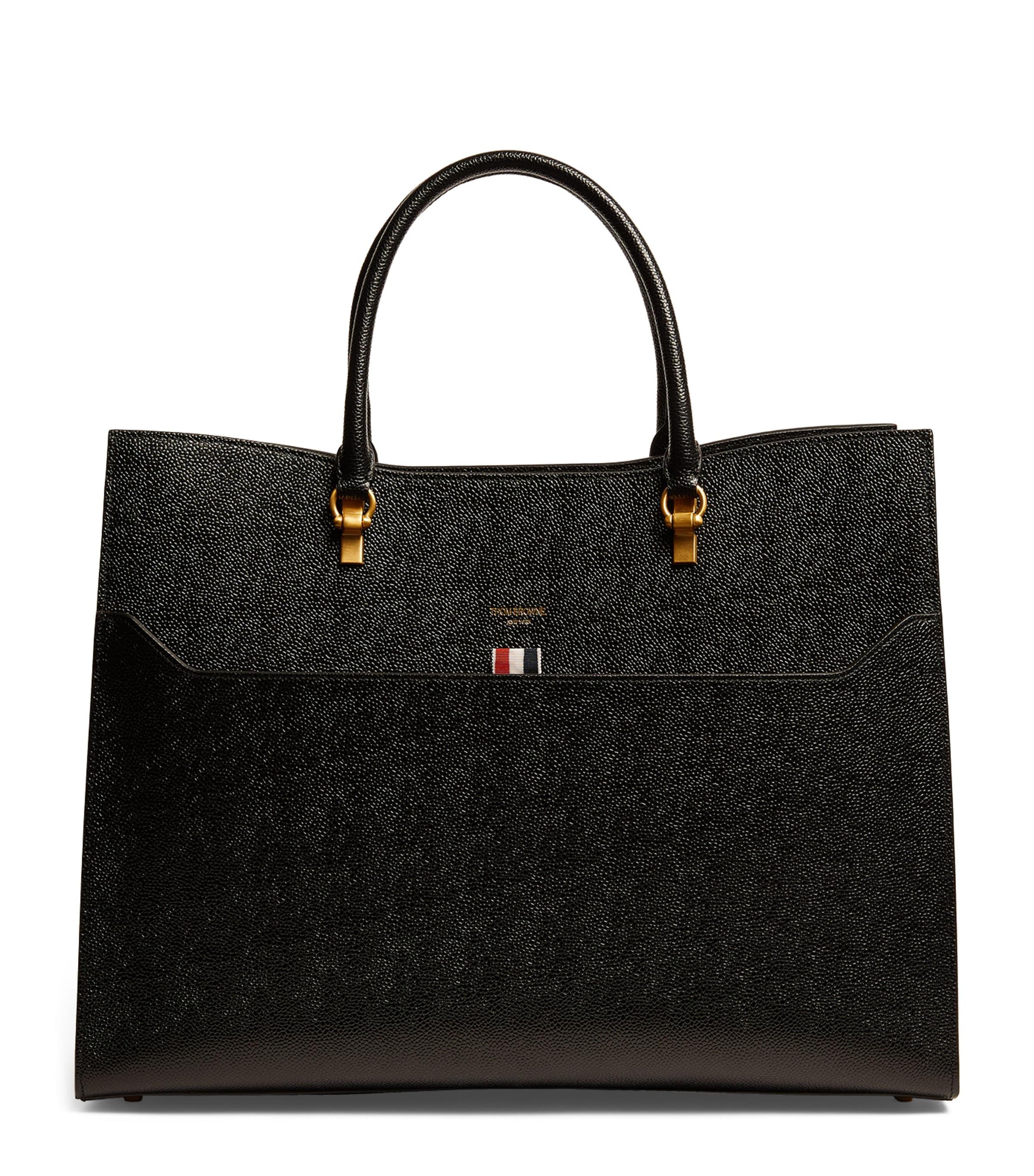 Thom Browne Large Leather Duet Tote Bag by THOM BROWNE