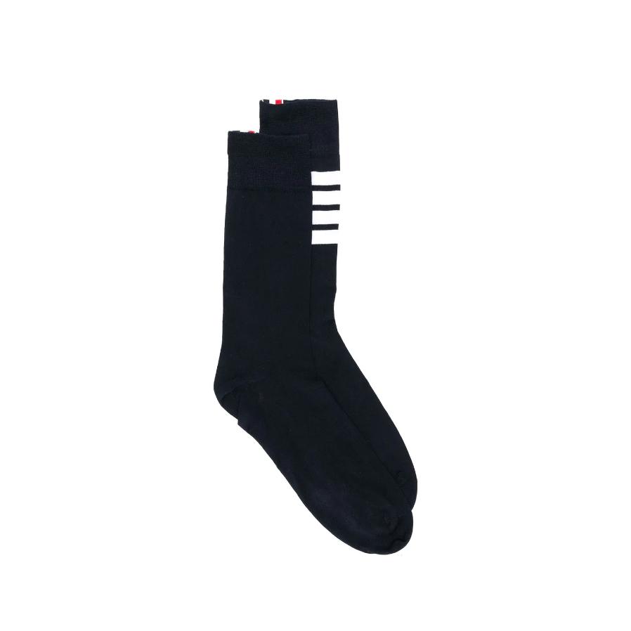 Thom Browne - Mens 4-Bar Lightweight Mid-Calf Socks - (Navy) by THOM BROWNE